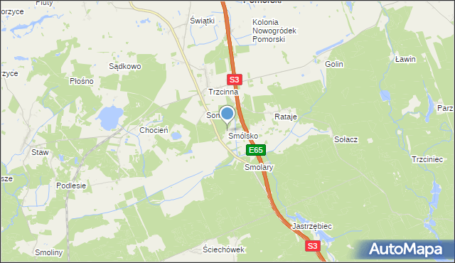 mapa Smólsko, Smólsko gmina Nowogródek Pomorski na mapie Targeo